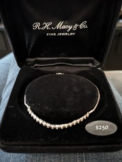 Macy's Sterling Silver Genuine Diamond Detail Bracelet 