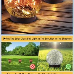 Solar Globe Lights Outdoor Waterproof-Solar Balls for Garden-Cracked Glass Ball Lights