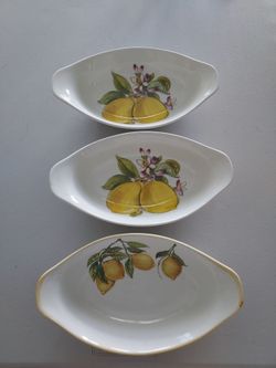 Set of 3 effeti Ceramic Lemon Oval Dishes