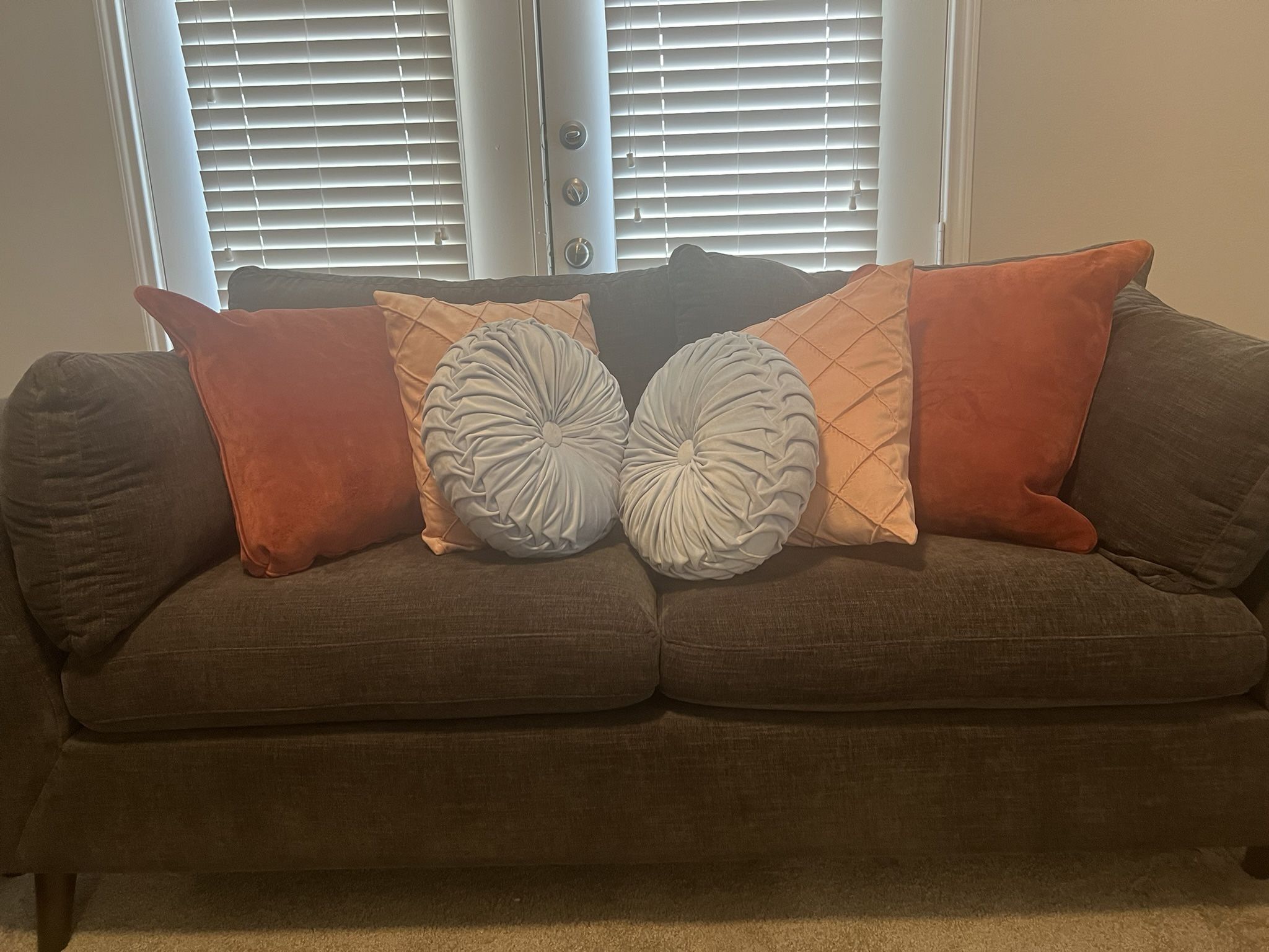 Couch + Loveseat Set w/ Decorative Pillows β Must Go!