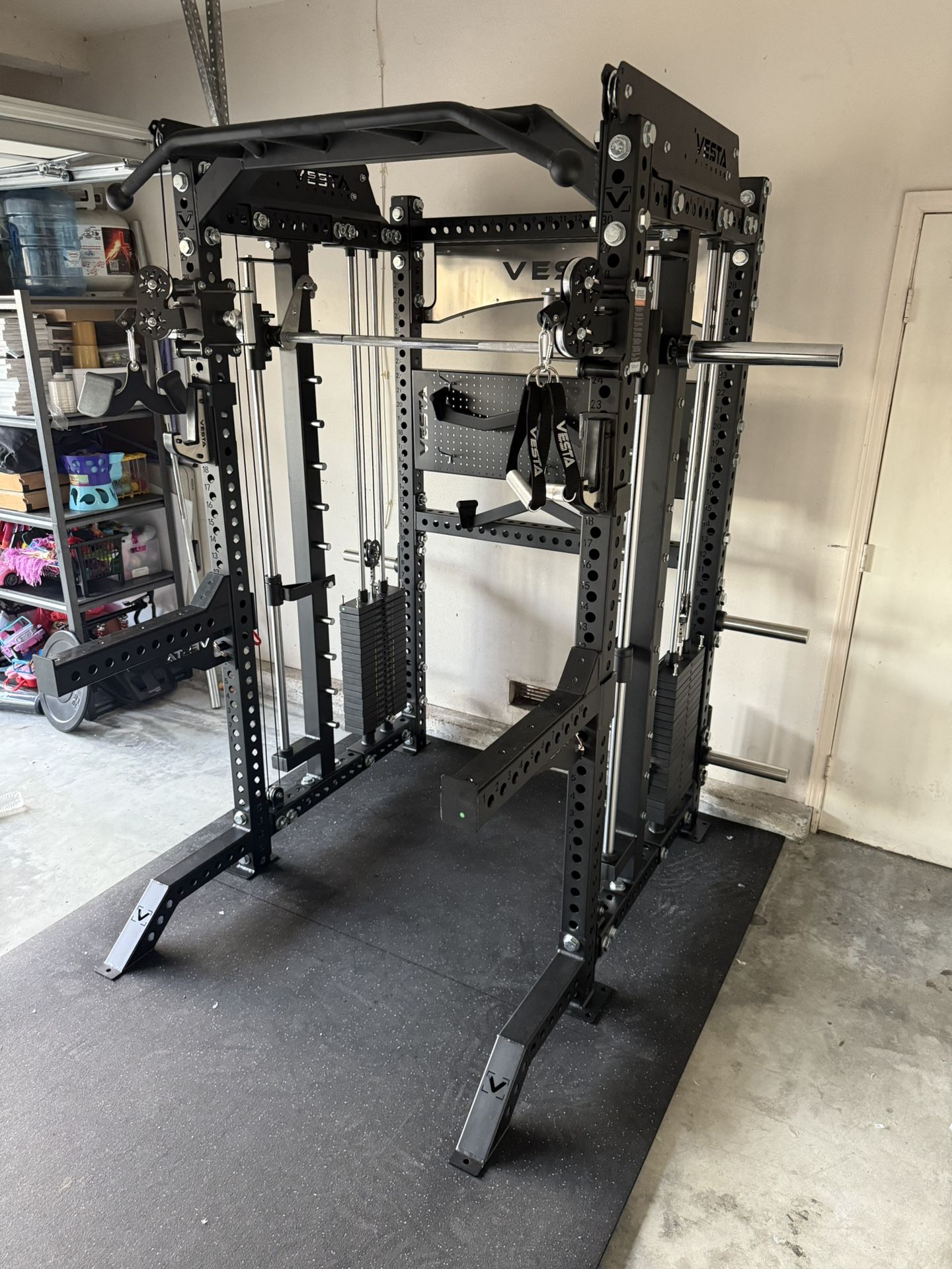 PRO SERIES Ultimate 3-1 Half Rack Functional Trainer w/Smith Machine Bar | 400lb Stack | Gym Equipment | Fitness | Commercial | Squat Rack  
