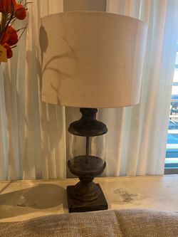 Rustic Table Lamp with Glass Hurricane Base