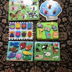 6 Wooden Puzzles Lot Collection