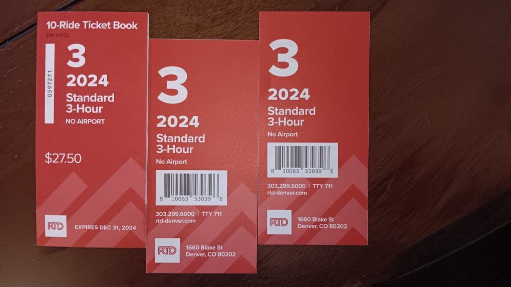 RTD 10-Ride Ticket Book ×3