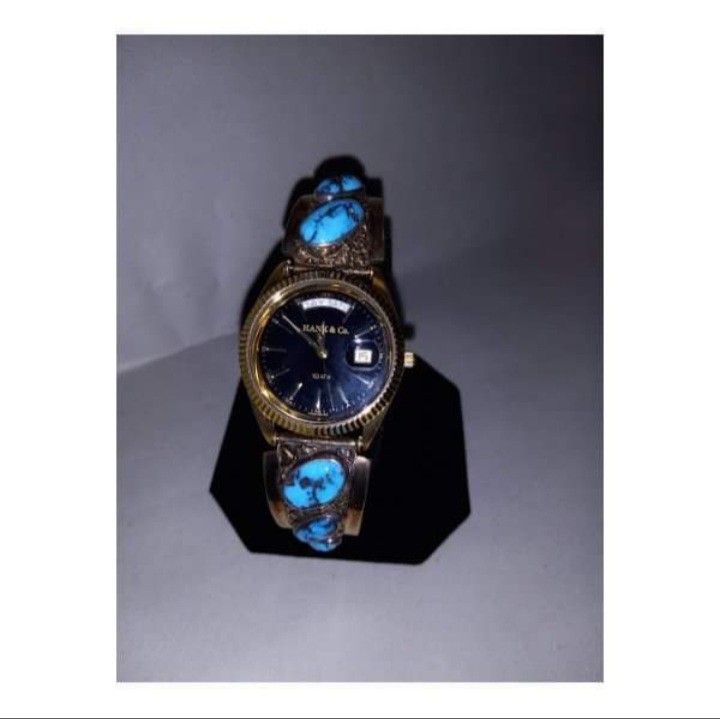 Vintage Hank And Co Stirling Silver And Turquoise Watch