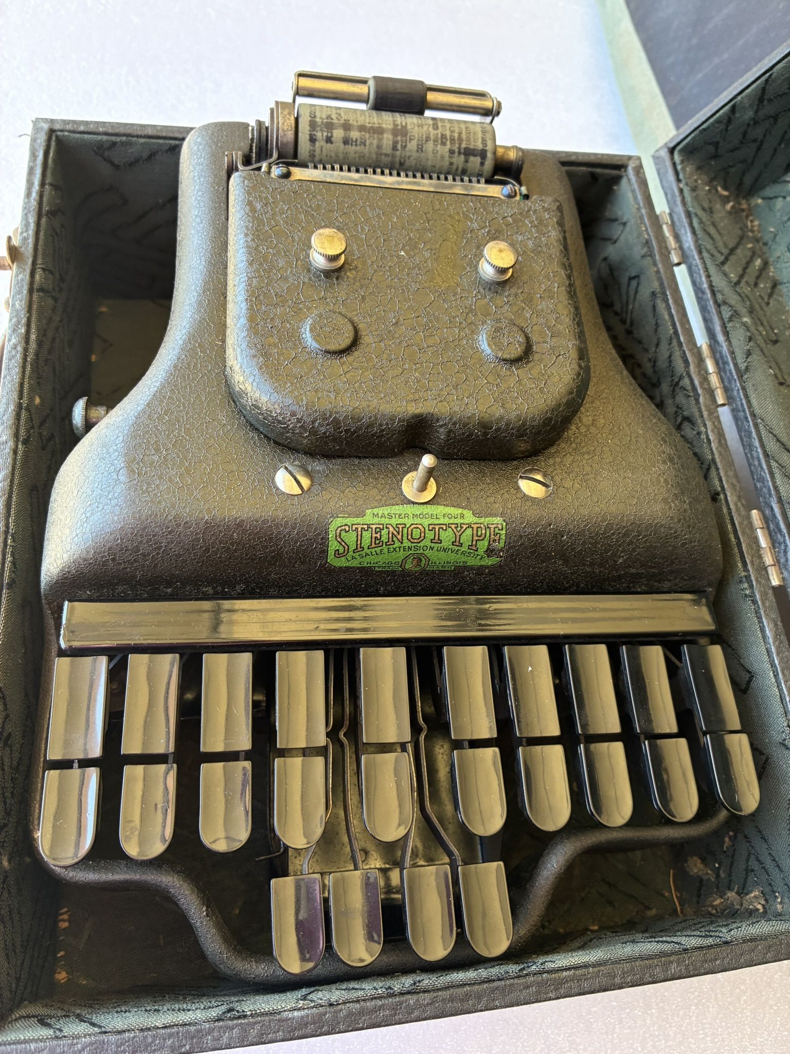 Old Stenotype Machine In Original Case.