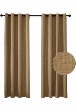 Jacquard Linen Curtains 108 inch Length 2 Panels Thick Faux Linen Blended Window Drapes Burlap Textured Curtains with Grommet for Living Room Bedroom 