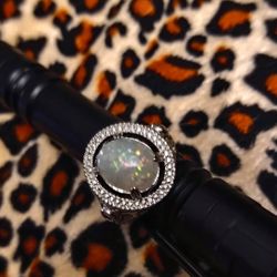 GENEVA Round Fire Opal Ring 