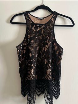Express Black Lace Overlay Camisole with Nude Lining