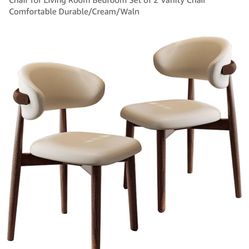 Dining Chairs Multipurpose Farmhouse Kitchen Chairs Modern Side Chair with Curved Backrest Pu Leather Armless Chair for Living Room Bedroom Set of 2 V