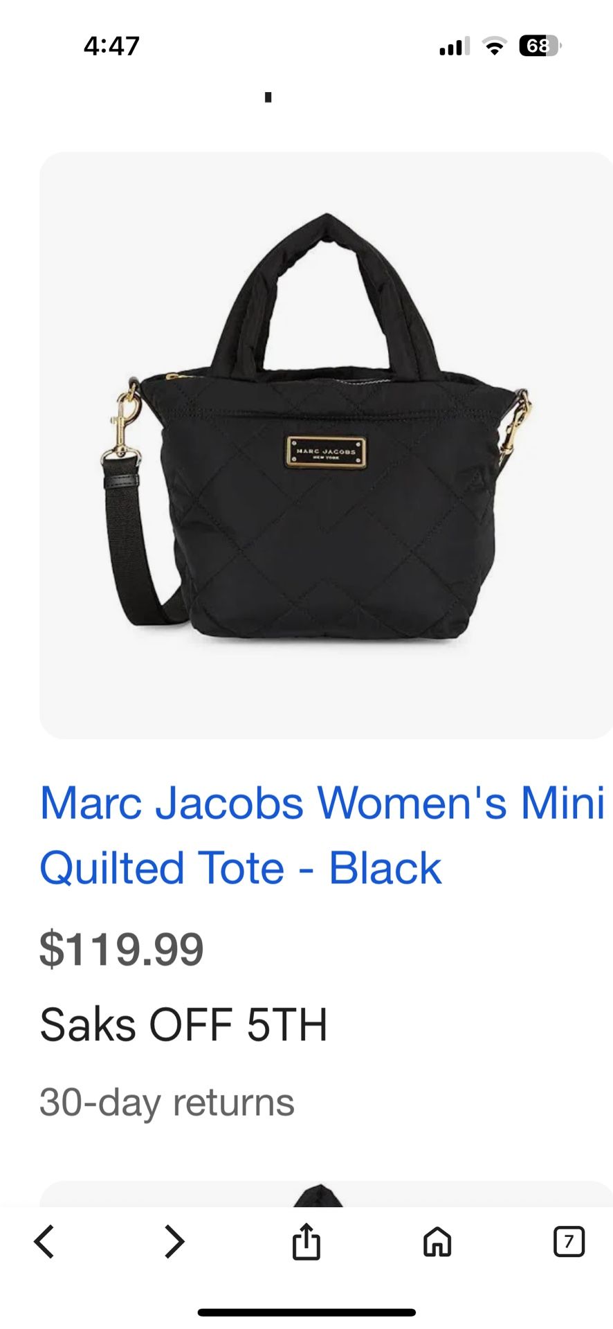 Like New! Marc Jacob Quilted Bag  