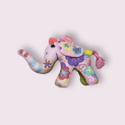 Handmade stuffed Animal Pink Elephant Yarn/Felt Mexican Artist Laura