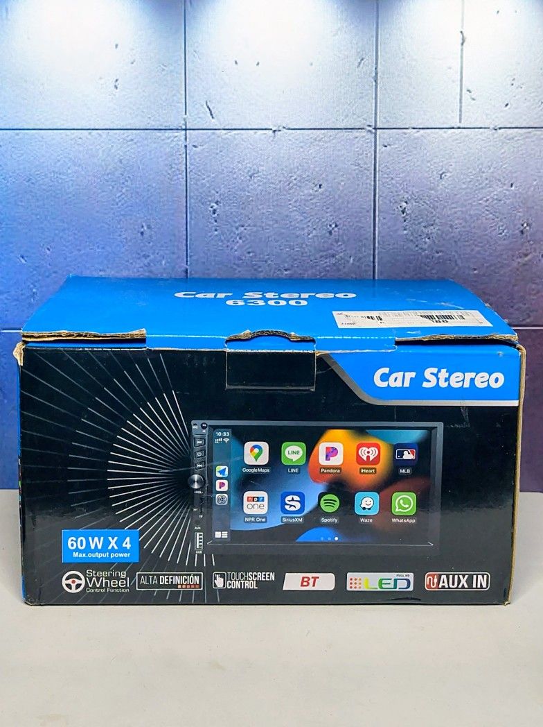 Wireless Double Din Car Stereo Works with Apple Carplay and Android auto 7 Inch HD 1024 600 Touchscreen with Bluetooth 5.1,FM Car Radio,GPS Navigatio