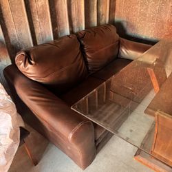 brown leather couch