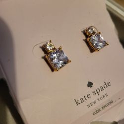 🆕 Kate Spade Cubic Zirconia Double Gem Diamond Stud Earrings 