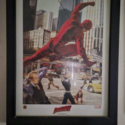 Daredevil lithograph framed and matted  new
