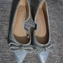 Silver Ballet Flats