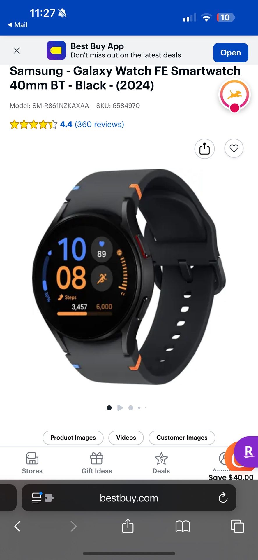 Samsung - Galaxy Watch FE Smartwatch 40mm BT - Black - (2024)