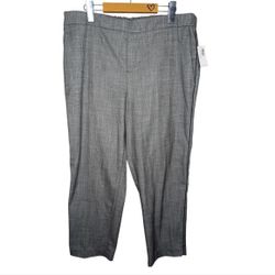 Old Navy Grey Straight Leg Stretch Waist Trouser Pants Woman