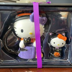 HELLO KITTY HALLOWEEN HAND PAINTED MUG AND FIGURINE SET
