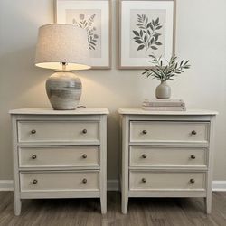 A pair of Nightstands, End - Side Tables, Pottery Barn inspired light driftwood finish