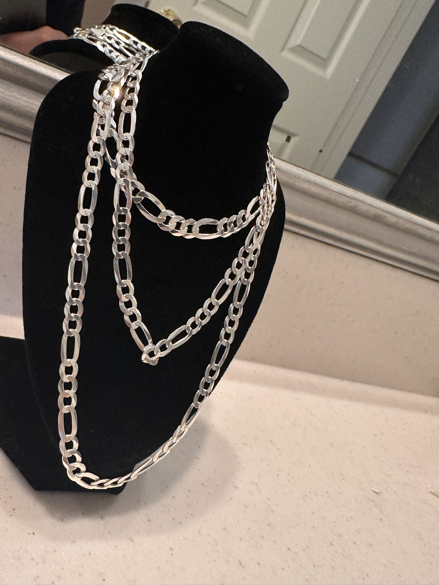 Matching Figaro Silver Necklace & Bracelet