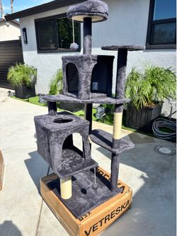 CHARCOAL GREY MULTILEVEL PLUSH CAT TREE AND CONDO 🩶⭐️🐈‍⬛