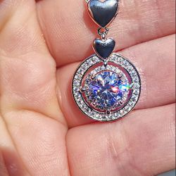 2 Carat Moissanite 18kt White Gold Plated Sterling Silver Pendant Necklace