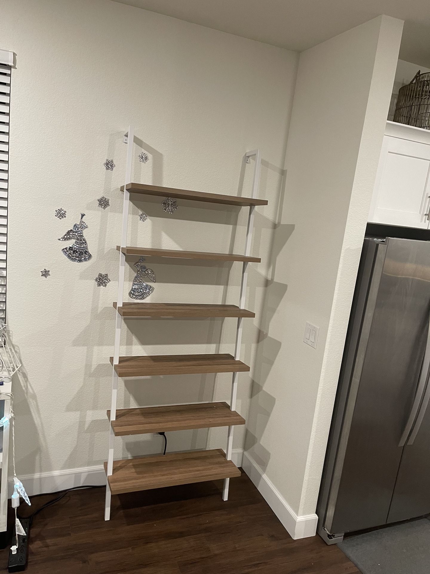 New XL 6 Shelf Ladder Bookshelf Oak And Matte White Wall Mount Setup Pickup Or Delivery 🚚 Available