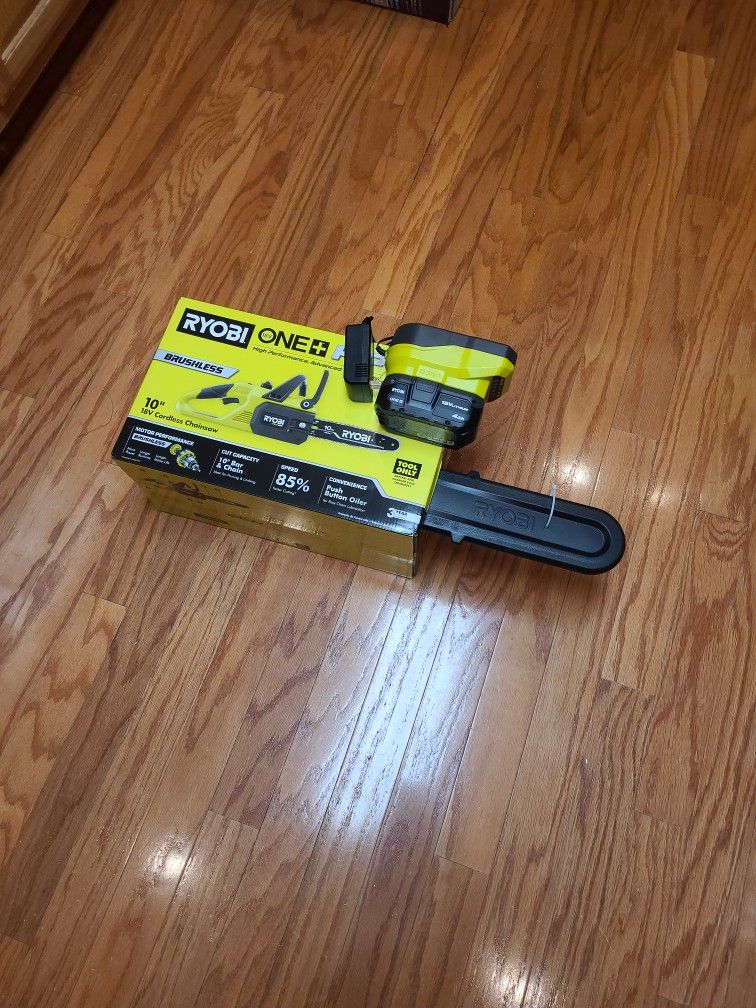 Ryobi 18V 'HP' Chainsaw, Battery, Charger