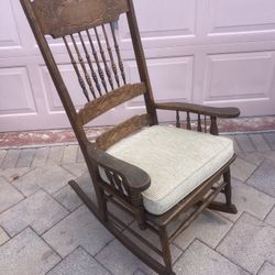 Vintage Antique Spindle High Back Backed Wooden Rocking Chair from Estate Home