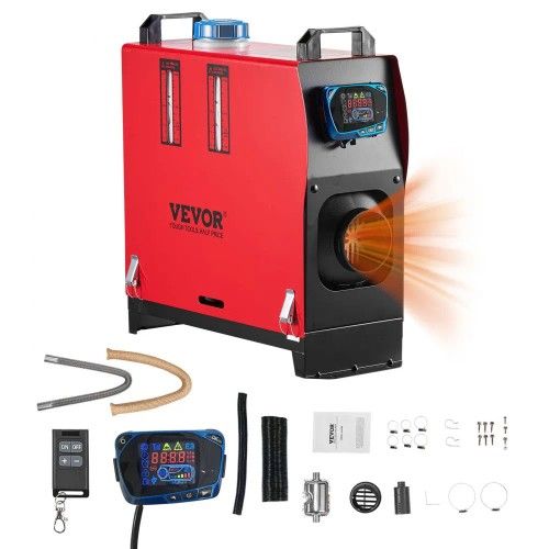 VEVOR Diesel Air Heater, 8 kW DC12-24V, Fast Heating Diesel Parking Heater with Remote Control and Blue LCD Switch, Low Noise, Pre-Heating Function, 