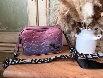 Karl Lagerfeld Pink Ombre Logo Embossed Crossbody Bag