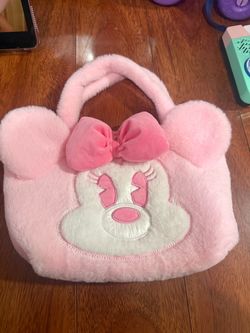 Pink Plush Character Handbag with Bow