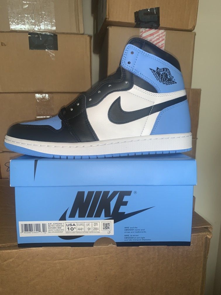 Brand New Men's Air Jordan Retro 1 High OG Unc Toe Size 10.5