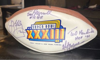 Super Bowl XXXIII Autographed Football - Jim Kelly, Earl Morrall, Ted Hendricks, Nat Moore