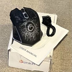 Wireless Gaming Mouse, Black, Rechargeable Computer Mouse with LED by Version Tech