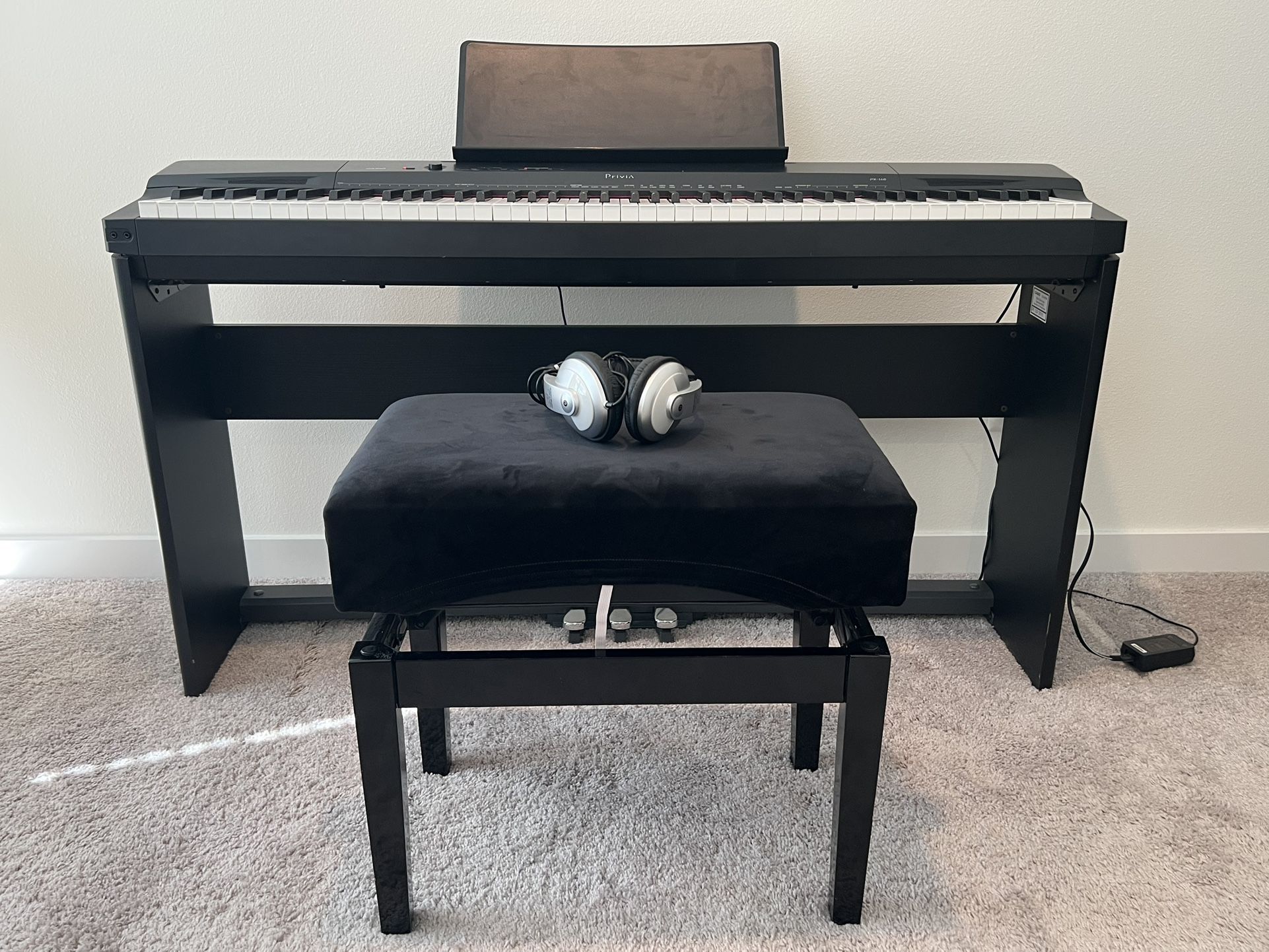 Casio Privia PX-160 Digital Piano + Adjustable Bench + Headphones + 3-Pedal Unit