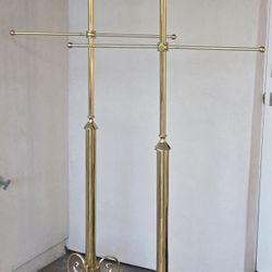 Pair of Vintage Hollywood Regency Brass Coat Racks 69" MCM