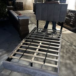    Twin Light Gray Bed Frame 