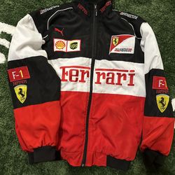 Red And Black Ferrari Racing Jacket