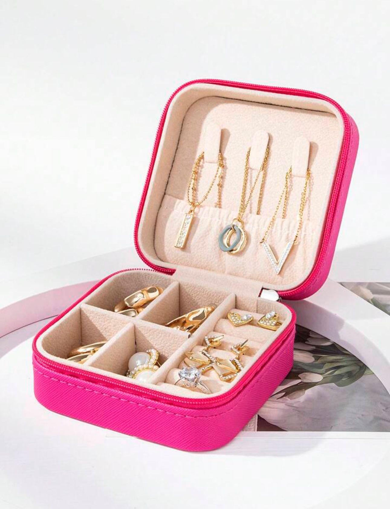 Hot Pink Travel Jewelry Box