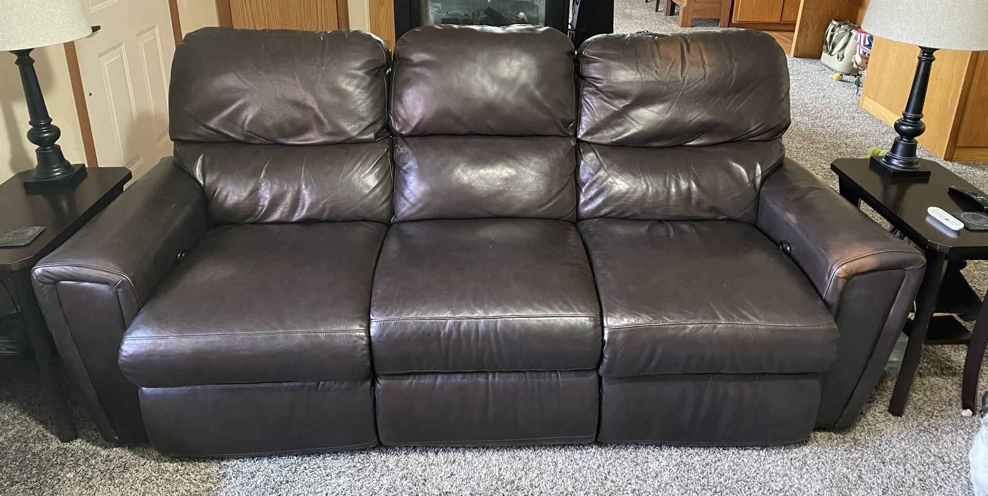 La Z Boy Reclining Leather Couch and Chair