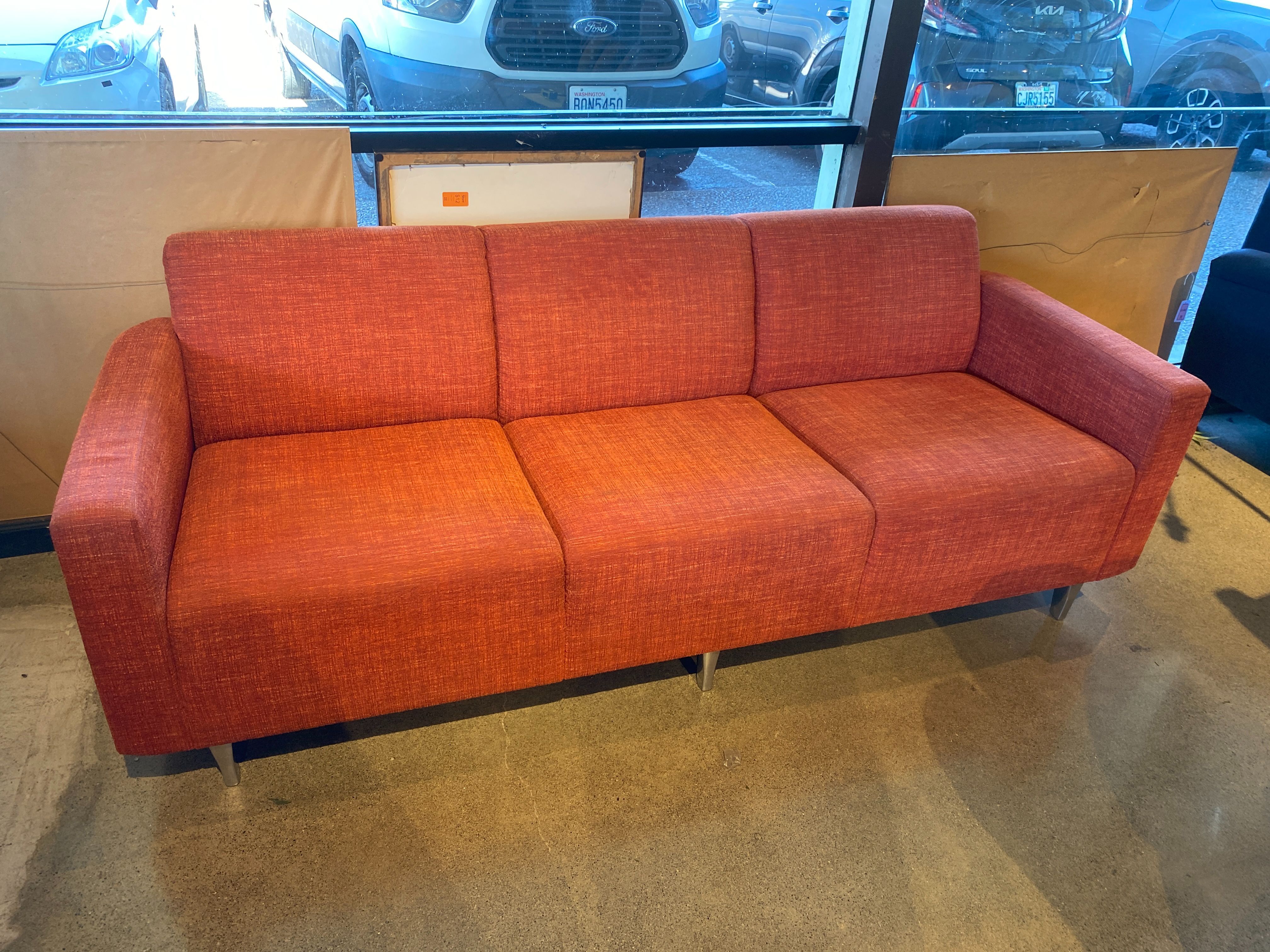 KEILHAUER Orange Tweed Three Seat Sofa