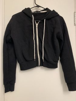 Women’s Xs Black Zip Up Crop Top