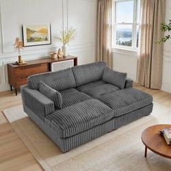 82.7 in. Modern Square Arm Faux Rabbit Fur Fabric Upholstered Sectional Sofa $160