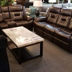 Brand New Manual Reclining Sofa + Loveseat With Cup Holders 2PCs Set