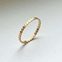 14K Gold Filled Vintage Rings Women Minimalist Thin Bead Ring Unique