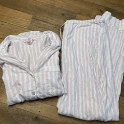 Victoria’s Secret Medium striped pajama set white pink