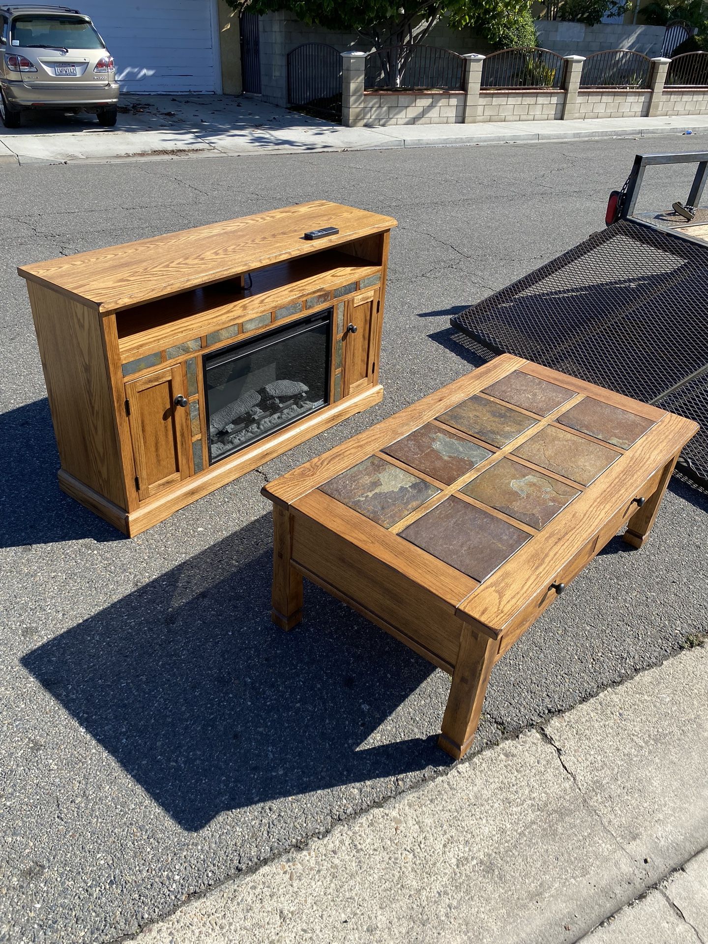 Electric Fireplace Tv Console Cabinet And Coffee Table